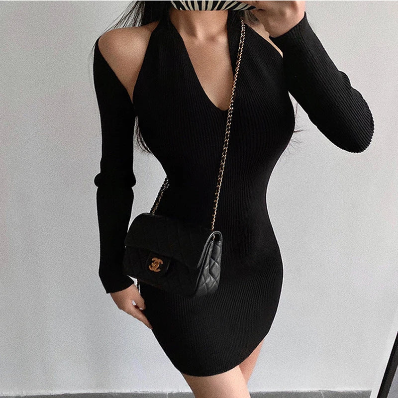 dress to impress outfits Y2kebay New Dress Women's Slim-Fit Solid Color Low V-neck Mini Skirt Hot Girl