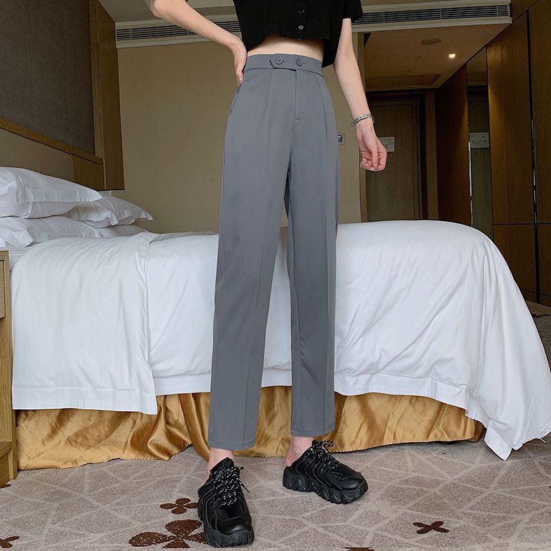 business casual outfits Loose Straight Suit Pants Women's Spring and Autumn High Waist Slimming Work Pants Casual Cropped Black Tapered Harem Pants Summer