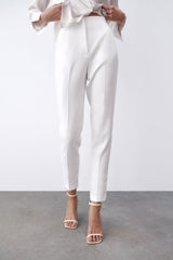 curvy casual outfits Autumn New Casual Pants Professional Temperament Commuter Front Pleated Slimming Ankle High Waist Pants 7901432