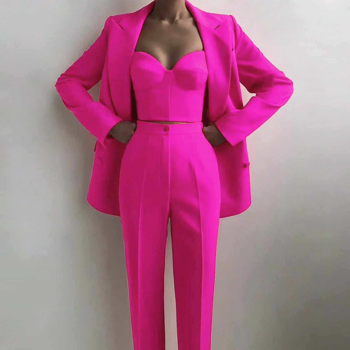 dress to impress outfits 2024 New High Quality Casual Temperament Commuter Fashion Professional Women's Suit plus Bra Pants Suit