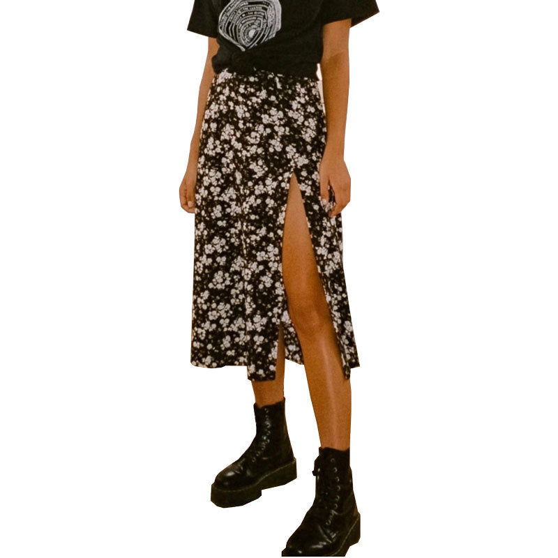 outfit ideas Skirt Leopard Print Long Skirt High Waist Split Hip Skirt Mid-Length A- line Skirt