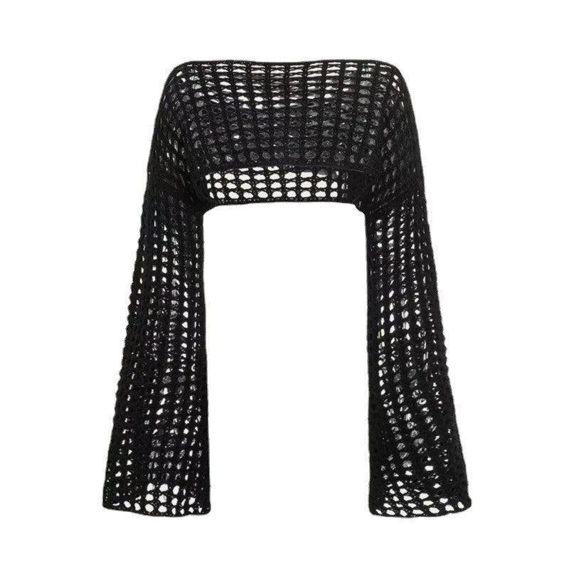 dti outfits Short Cropped Cropped Y2g Top Sweater Beach Women's Knitted Hollow-out Blouse