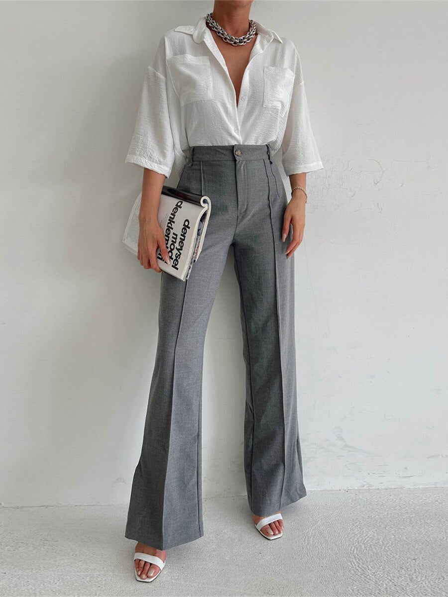 business casual women Loose Casual Trousers Women's Split Straight Pants Suit Pants Autumn and Winter Commuter