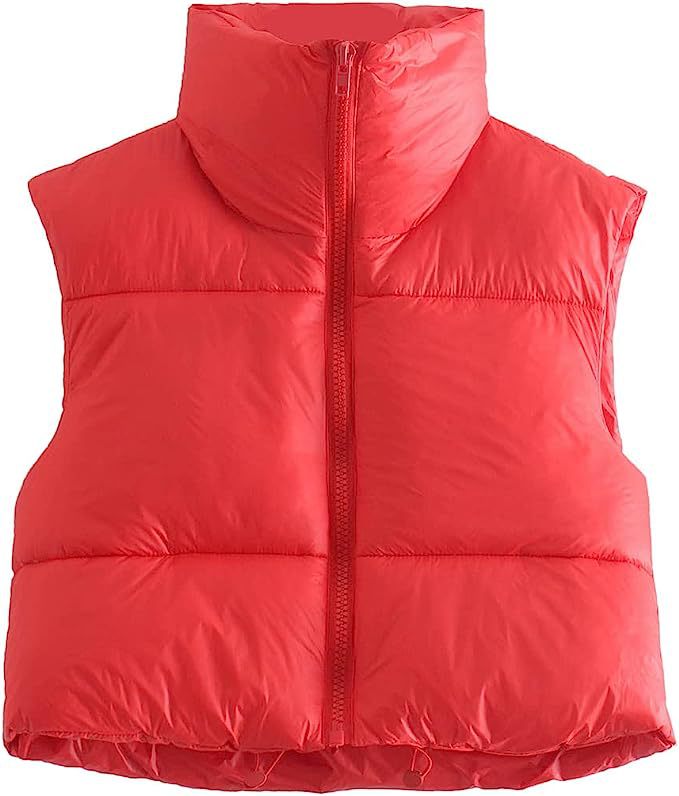 fall outfits women Women's Sleeveless Cotton-Padded Jacket Lightweight down Cotton Vest Winter Stand Collar Thickened Warm Short Vest for Women