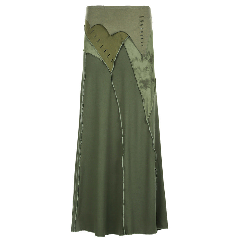 pop culture dress to impress Mori Retro Style Irregular Patch Stitching Long Fishtail Skirt Elegant Hot Girl Niche Design Split Skirt