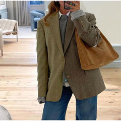 leapord halloween outfit Lapel Color Matching Long-Sleeved Suit Jacket Elegant Women's Single-Breasted Commuter Jacket