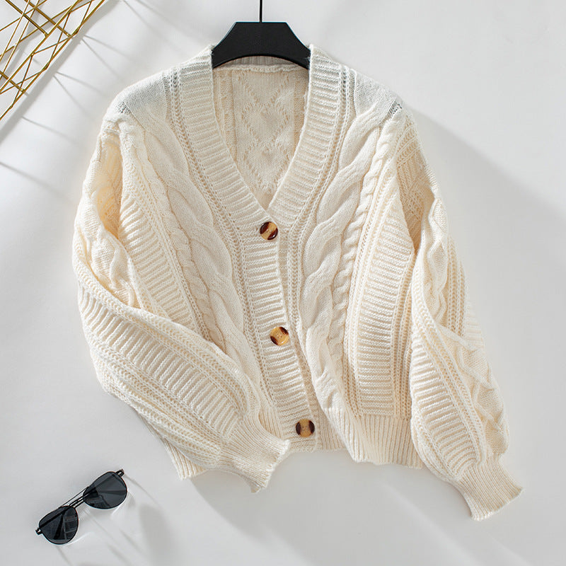y2k outfits Solid Color Women's Sweater V-neck Twisted Button Sweater Cardigan Sweater Women