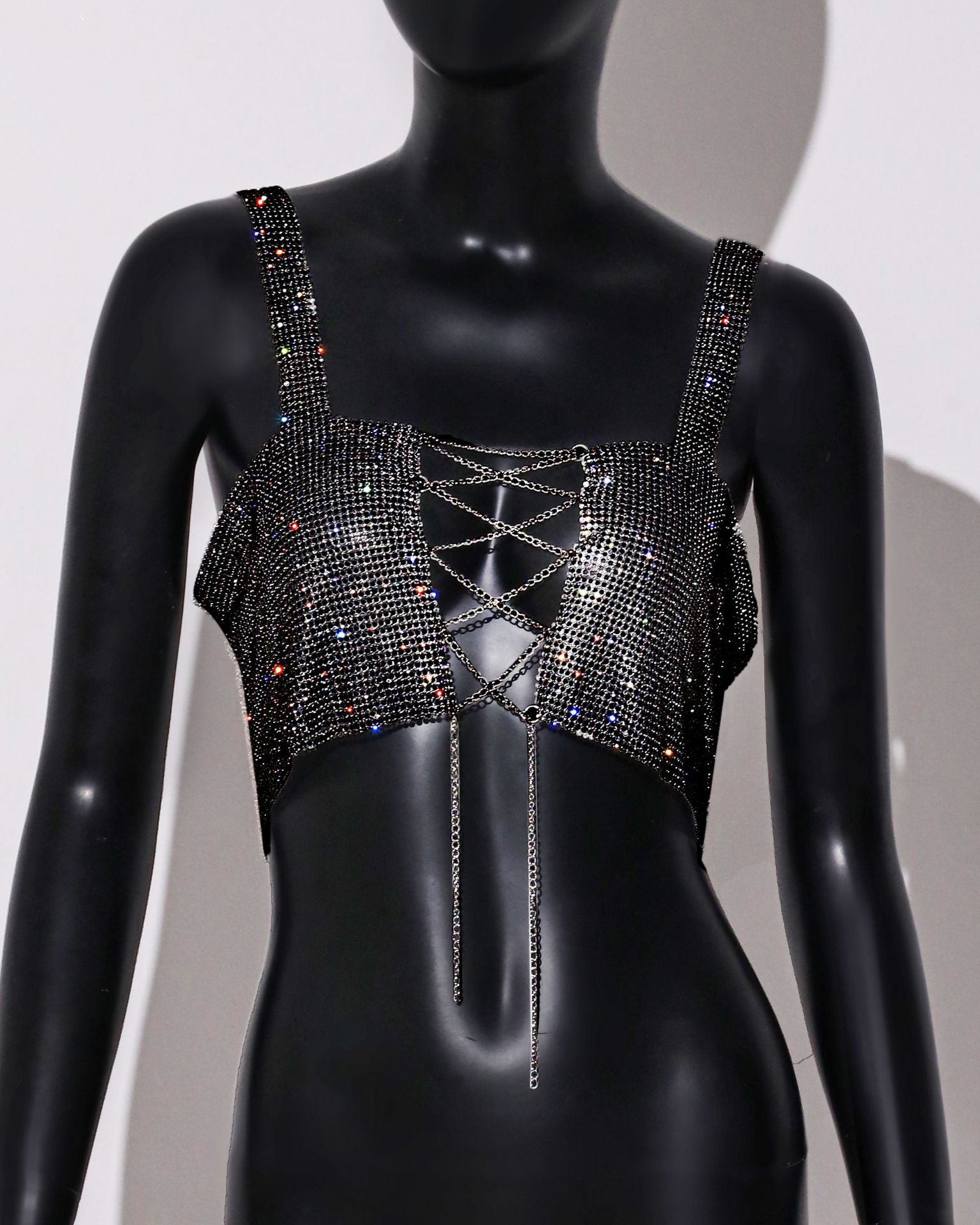 frat outfits Women's Hot Top New Metal Full Diamond Strap Sexy Hot Girl Top Strap Women