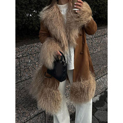 fall trends 2024 outfits Fashion Stitching Fur Coat 2024 Fashion Winter Women's Button Warm Coat