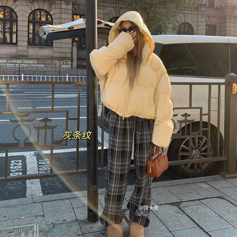 dream clothes Pants Winter Fleece-lined Thickened New Cashmere Plaid Pants Women's High Waist Warm Casual Pants Tall Trousers