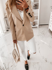 Autumn and Winter Long Sleeve Solid Color Suit Collar Button Suit Jacket Cardigan