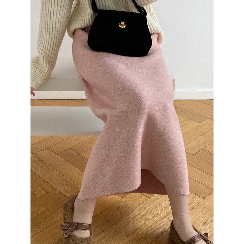 outfit inspo winter Women's Mid-Length Wool Knitted Skirt Autumn and Winter Straight Skirt Super Nice Wool Sheath Straight Skirt