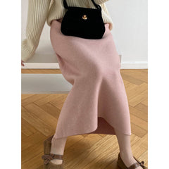 outfit inspo winter Women's Mid-Length Wool Knitted Skirt Autumn and Winter Straight Skirt Super Nice Wool Sheath Straight Skirt