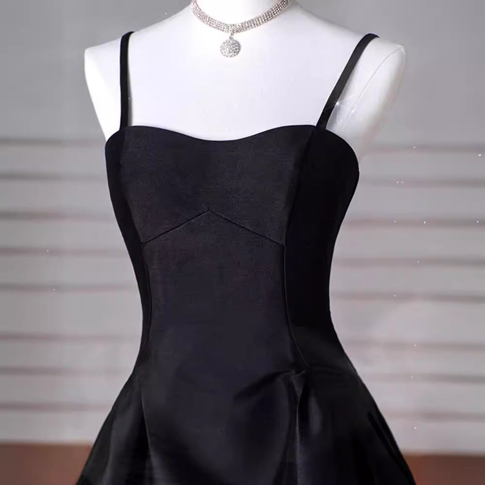 dress French Style Light Luxury Dress 2024 New French Style Black Strap Slim Fit Dress Student Banquet Evening Dress