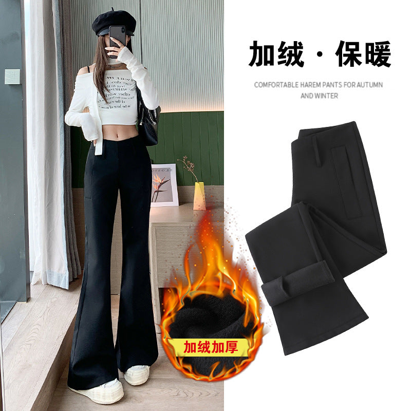 fashion outfits High-Grade Casual Pants for Women Autumn and Winter Low Waist Slim Fit Comfortable Fashion Single Pants Fleece-lined Suit Pants