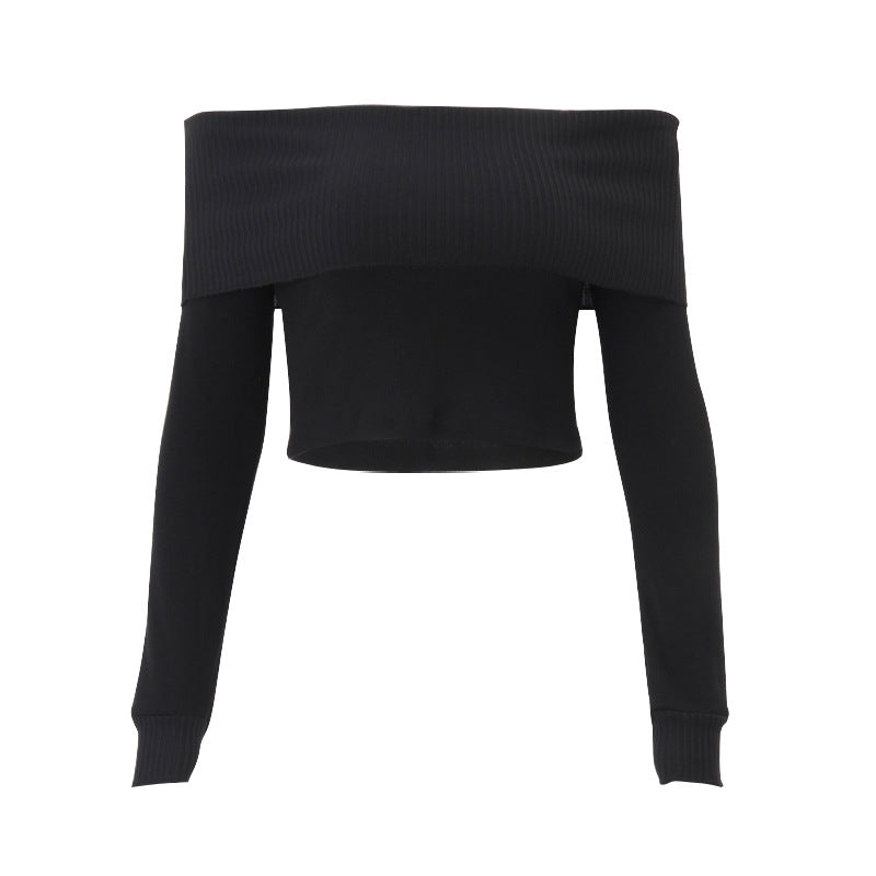 dream clothes Women's Gentle Style Fashion Street off-Shoulder Thread Knitted Sexy Slimming Long-Sleeved Top for Women