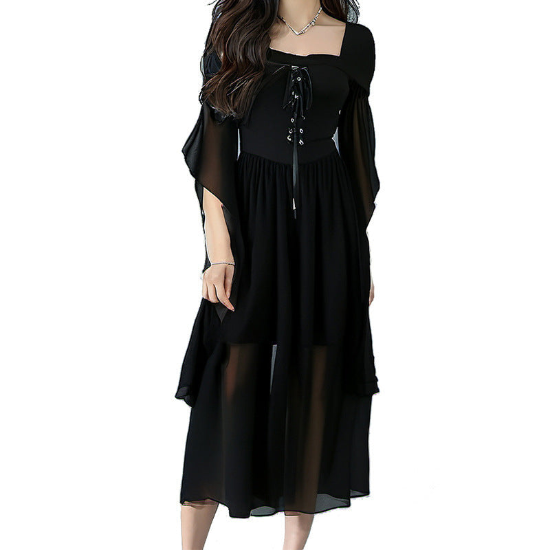 BXOXO Dress to Impress 2024 New Women's Halloween Witch Bandage Large Swing Dress