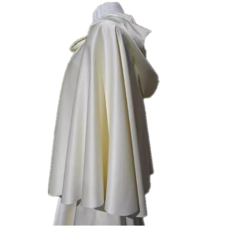 dresses Short Hooded Lace-up Thin Summer Cloak Unisex White Ivory Halloween Cosplay Cloak