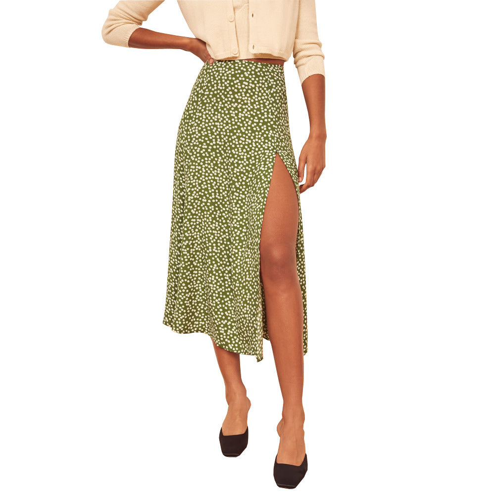 outfit ideas Skirt Leopard Print Long Skirt High Waist Split Hip Skirt Mid-Length A- line Skirt