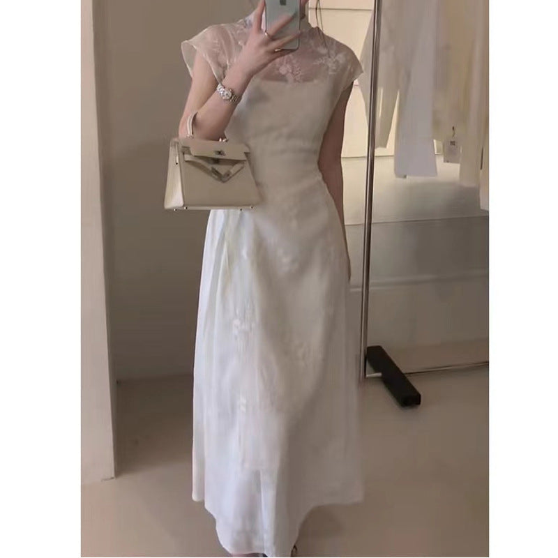 dress to impress telenovela New Chinese Style High-End Exquisite Niche Design Temperament Gentle Style White Improved Cheongsam Dress Summer for Children