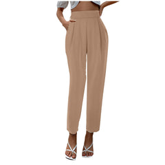 business casual outfits for women Women's Satin High Waist Trousers Artificial Silk Pocket Loose Casual Pants