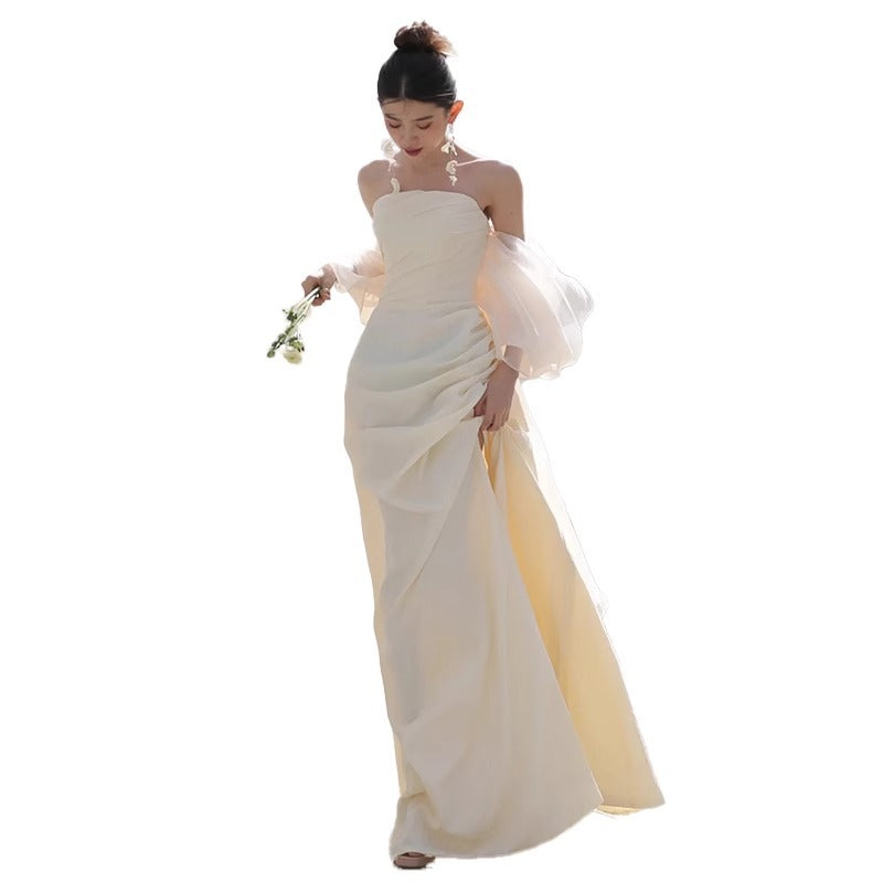 prom dresses Morning Gown Bride Light Wedding Dress New Tube Top High-Grade Engagement Dress Wedding Fairy Temperament Evening Dress for Women
