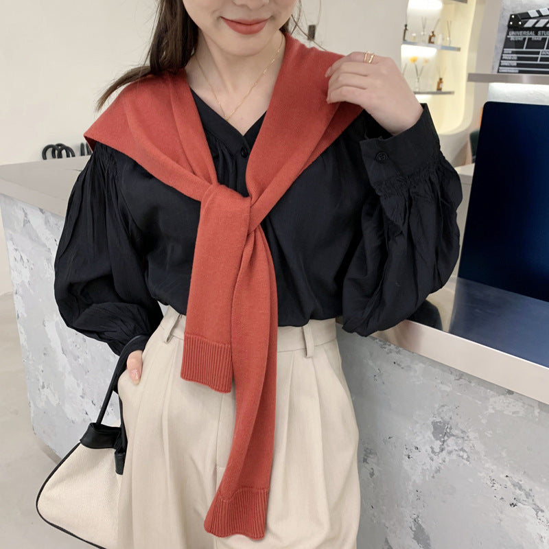 casual fall outfits Wool Blend Solid Color Shawl Outer Wear Internet Celebrity Knotted Waistcoat Korean Style Versatile Spring and Autumn Summer Shoulder Matching Women