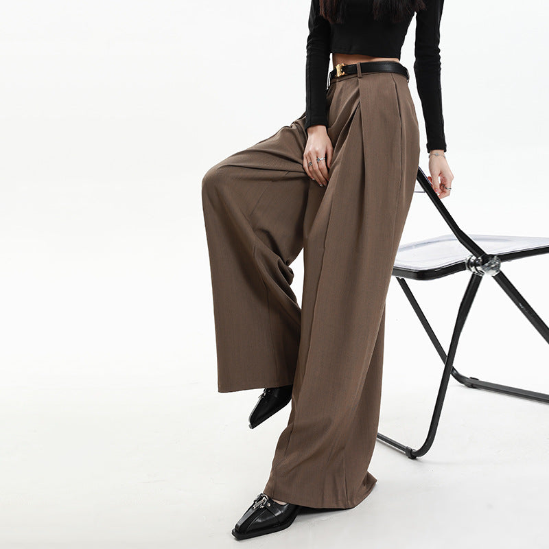 business casual outfits Jinyin Suit Wide-Leg Pants Women's Spring High Waist Slimming Loose Straight Mop Drape Casual Trousers