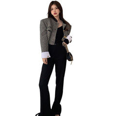 joker costume female outfit Black and White Contrast Color Stand Collar French Retro Equestrian Clothing Women's Clothing Spring and Autumn Short Suit Jacket
