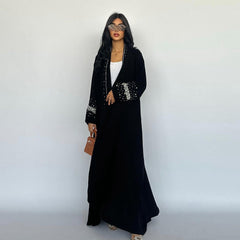 dress to impress outfits Women's Long Dress Dubai Rhinestone Bubble Bead Cardigan Robe Middle East Dress with Headscarf