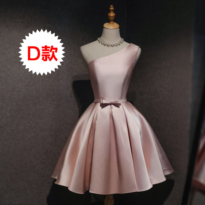 prom dresses Bridesmaid Dress Short Pink New Autumn Sisters Dress Bridesmaid Group Banquet Evening Dress Host Dress