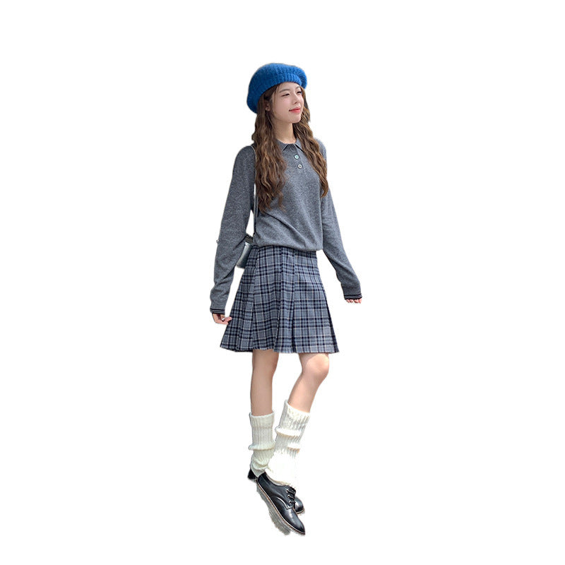 fashion outfits American Style Retro Brown Plaid Skirt Women's Autumn Korean Style High Waist Slimming Sweet Spicy A- line Pleated Short Skirt