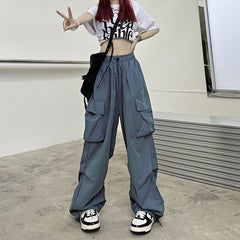 casual fall outfits American Retro Workwear Casual Pants Women's Spring and Autumn Straight Draping Ankle-Tied Trousers Loose Wide-Leg Pants Ins
