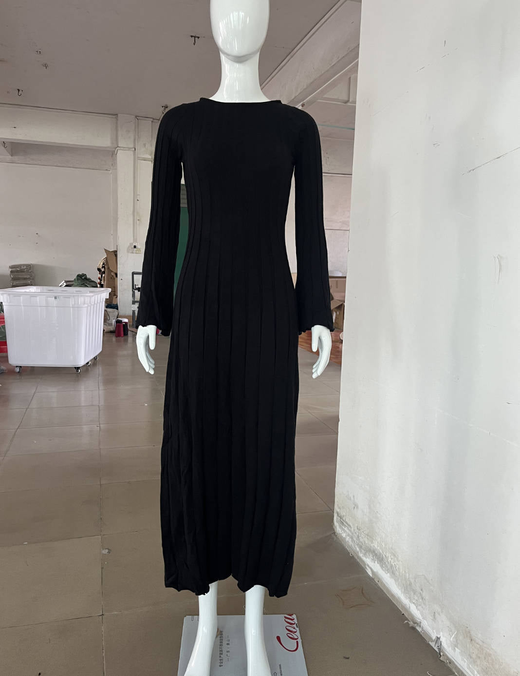 suit 3 Colors Autumn and Winter Dress Casual Cored Yarn Slimming round Neck Big Pit Strip Backless A- line Knitted Dress for Women