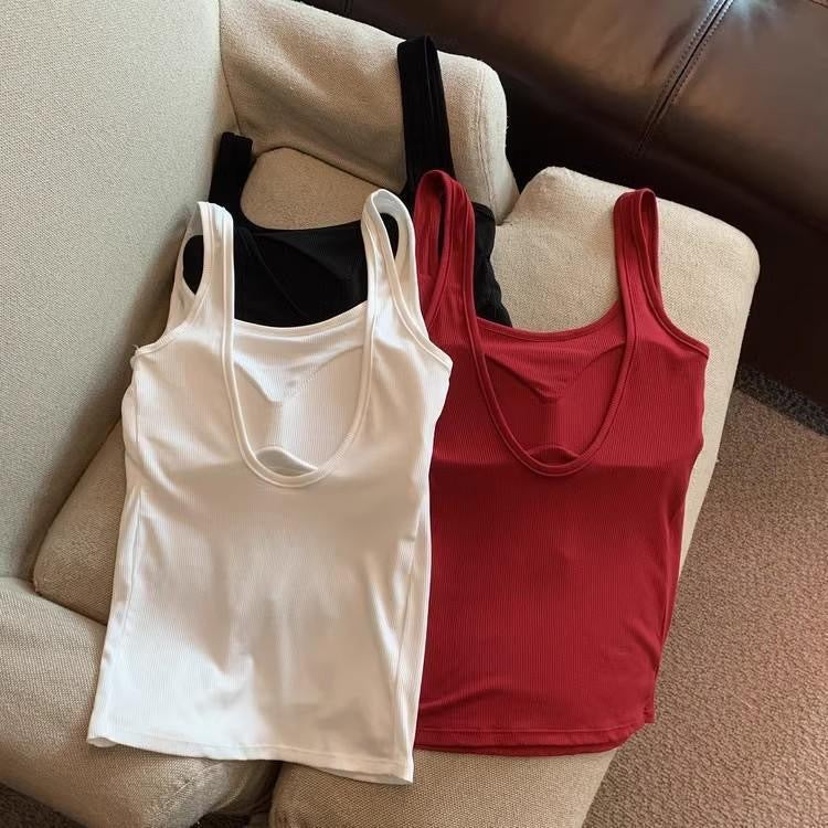 fashion outfits American-Style Hot Girl Backless Camisole Women's U-Shaped Back Bra with Chest Pad