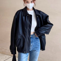 outfit inspo fall American-Style Men's and Women's Leather Jacket Retro Camisole High-Grade Hong Kong-Style Leather Jacket Simple Couple Jacket