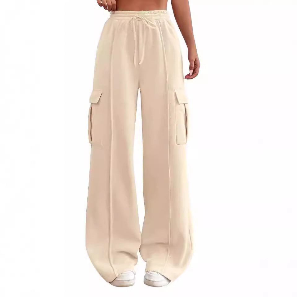 streetwear women outfits Fall 2024 Women's Drawstring Elastic Waist Casual Workwear Sweatpants Drawstring Waist-Tight Sports Pants