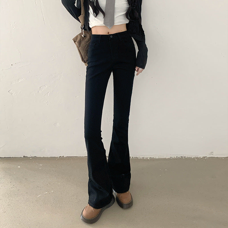 datenight fall outfits Black High Waist Slimming Jeans for Women Autumn and Winter Stretch Slim Spring and Summer Micro Flared Trousers