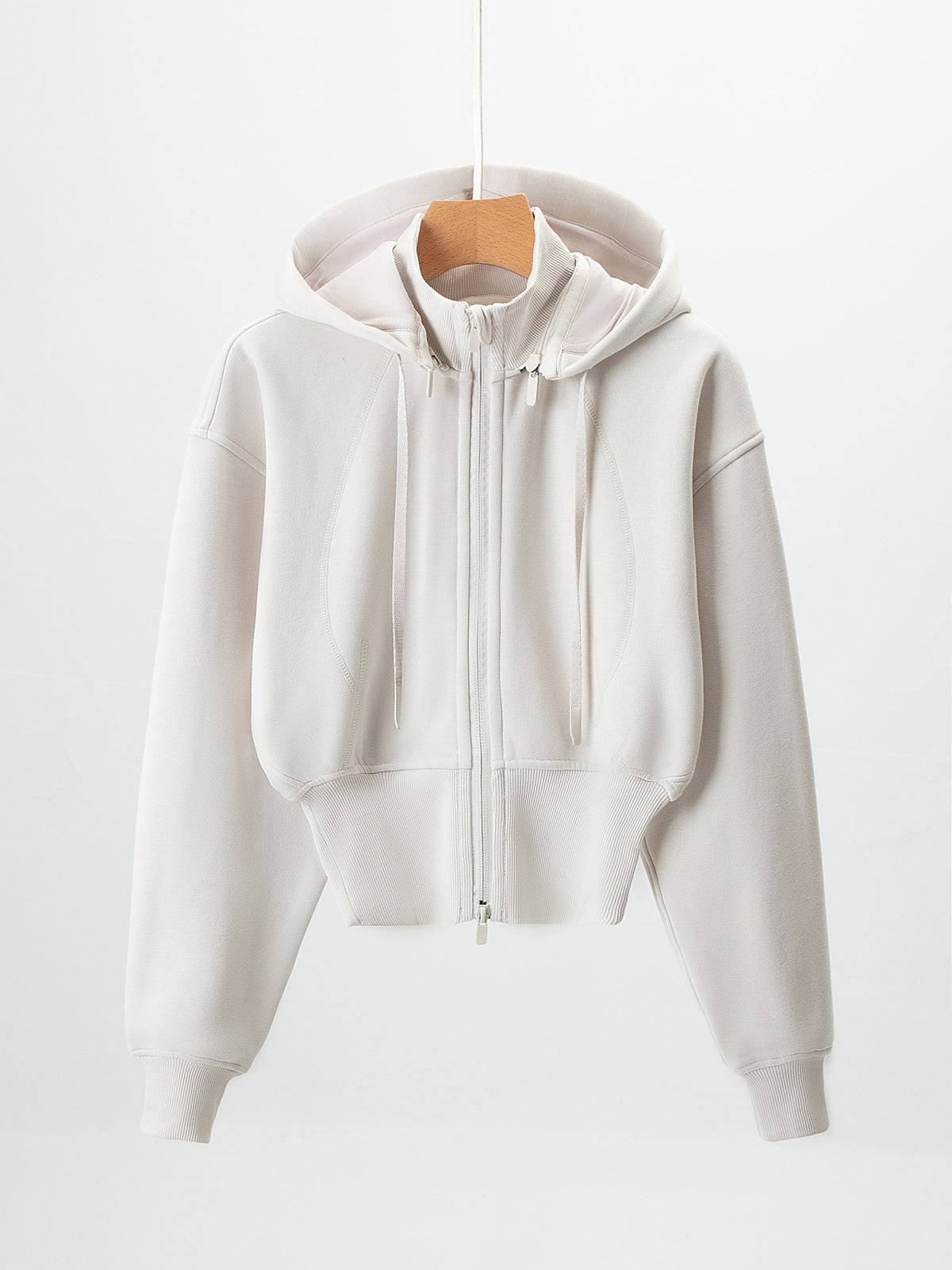 fashion outfits Autumn and Winter New Double Zipper Fleece-lined Jacket Women's Polar Fleece Hooded Sweater Tight Waist Knitted Cardigan Warm Coat Slimming
