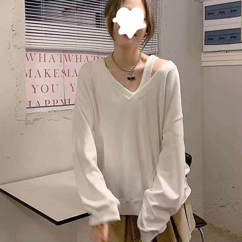 fall outfits Niche off-the-Shoulder Strap Sweater Women's Spring and Autumn Thin Loose Lazy Style Long Sleeve Top Coat
