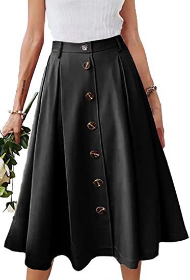 skirt outfits Spring and Summer New Women's Button Skirt Casual Skirt Plastic Waist Princess Dress