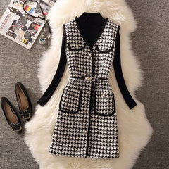 barn jacket outfits Vest Women's Clothing Autumn and Winter New Chanel Style Vest Internet Celebrity Fashion Age-Reducing Bottoming Shirt Two-Piece Suit for Women