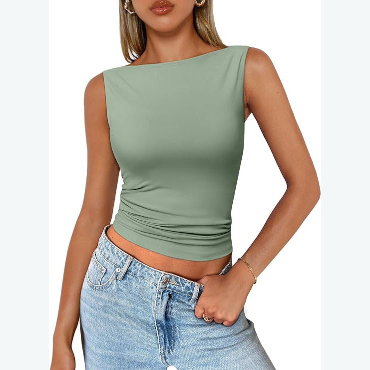 y2k dress to impress Women's Pullover Sleeveless Hot Girl Outer Wear Square Collar Vest Women's Inner Wear Dopamine Top