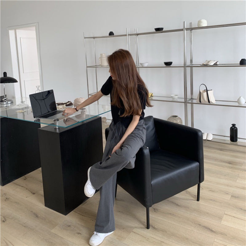 buisness casual women outfits chic Gray Suit Pants Women's Draping Pants Straight Loose Wide-Leg Pants High Waist Mopping Casual Pants Fashion