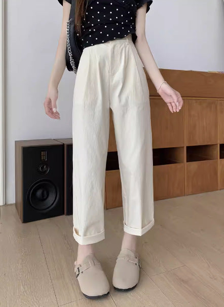 outfit inspo Autumn New Washed Cotton Texture Pants Cover Slim Straight Pants Women Loose Cropped Casual Pants Women