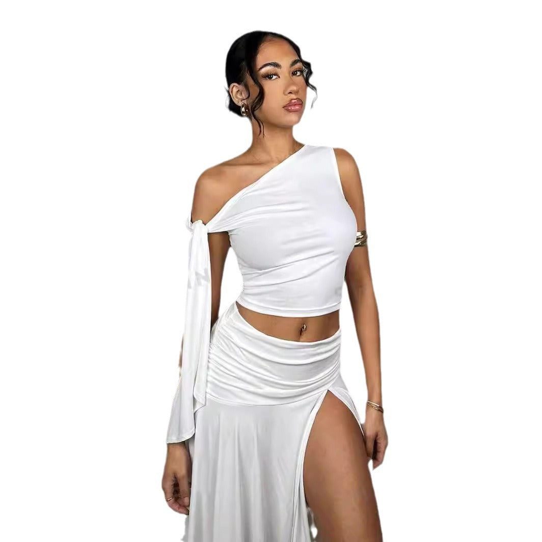 date night outfit Style Spring New Women's Clothing New Sexy Navel Vest High Waist Sheath Skirt Set
