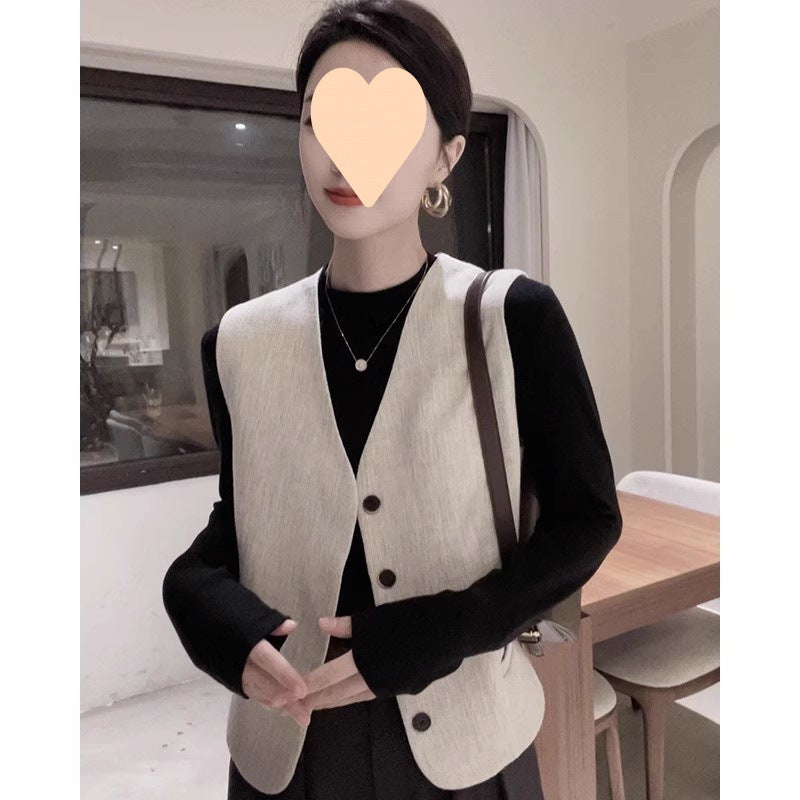 dress to impress outfits Spring and Summer High-Grade Temperament Sleeveless Collar Fashion Vest Women's Loose Waistcoat