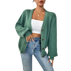 fall outfits women Women's Sweater V-neck Cardigan Autumn and Winter Solid Color Sweater Casual Knitted Coat