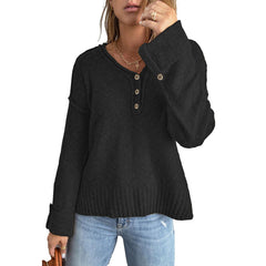 Women's Autumn and Winter Fashion New Loose Button Knitted off-Shoulder Sweater Women