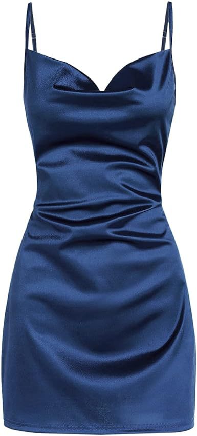 homecoming dresses Strap Satin Backless Strap Dress Summer Sexy Elegant Socialite Style Strap
